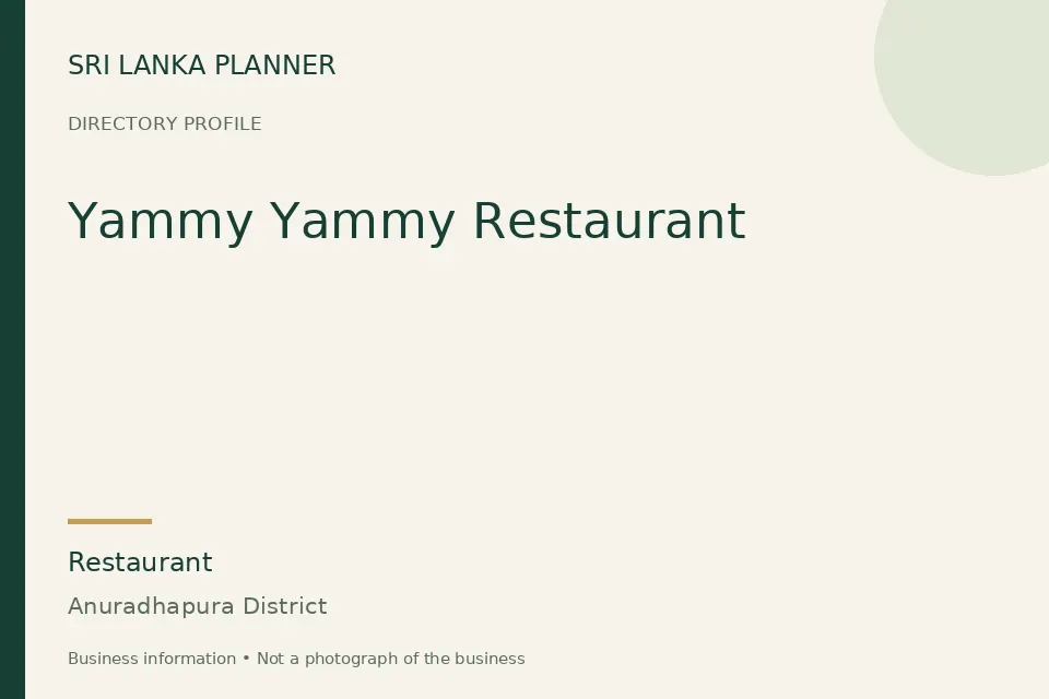 Directory cover for Yammy Yammy Restaurant in Anuradhapura District, Sri Lanka
