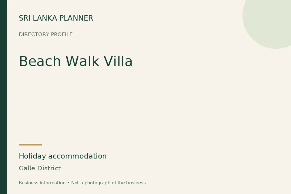 Directory cover for Beach Walk Villa in Galle District, Sri Lanka