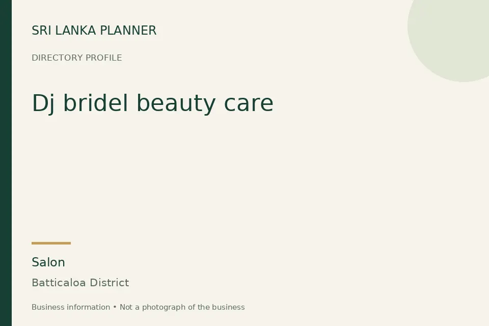 Directory cover for Dj bridel beauty care in Batticaloa District, Sri Lanka