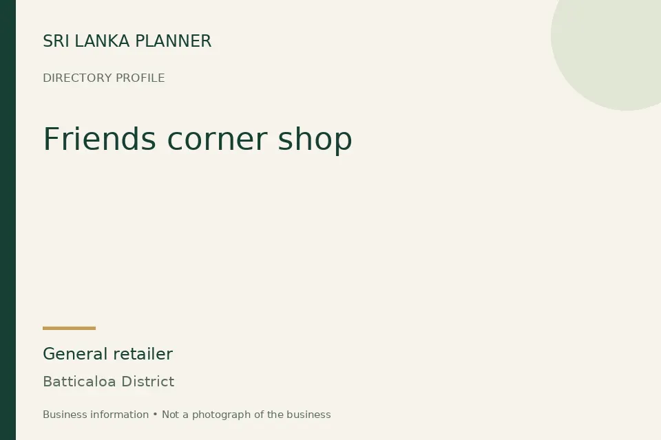 Directory cover for Friends corner shop in Batticaloa District, Sri Lanka