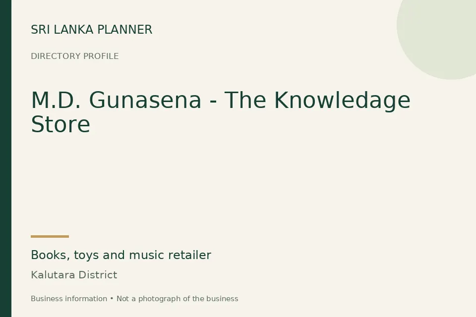 Directory cover for M.D. Gunasena - The Knowledage Store in Kalutara District, Sri Lanka