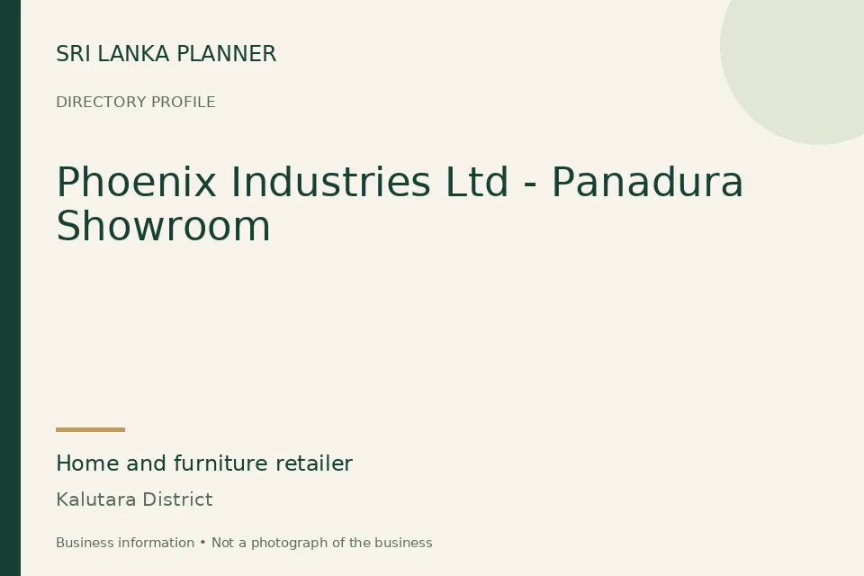 Directory cover for Phoenix Industries Ltd - Panadura Showroom in Kalutara District, Sri Lanka