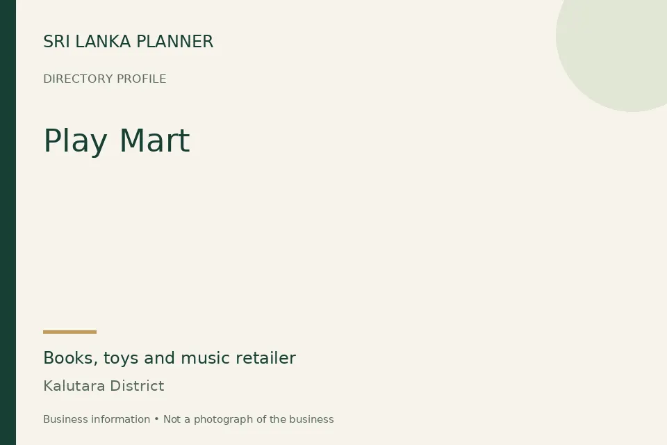 Directory cover for Play Mart in Kalutara District, Sri Lanka