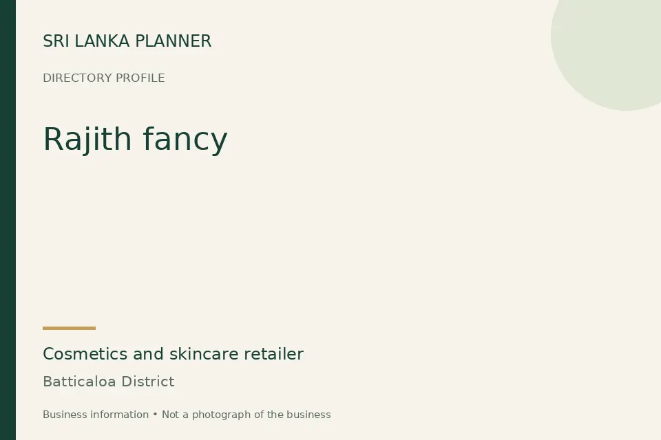 Directory cover for Rajith fancy in Batticaloa District, Sri Lanka