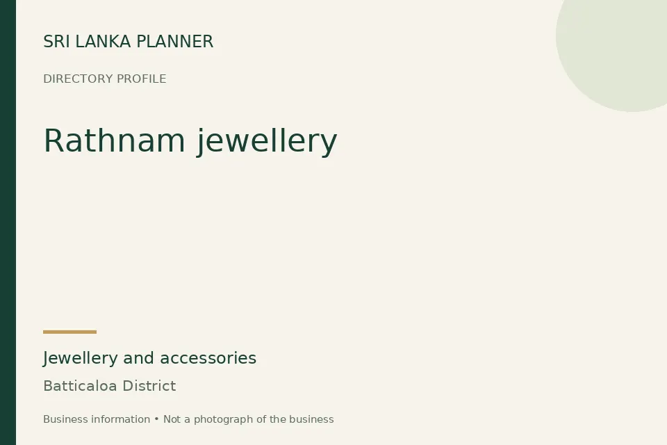 Directory cover for Rathnam jewellery in Batticaloa District, Sri Lanka