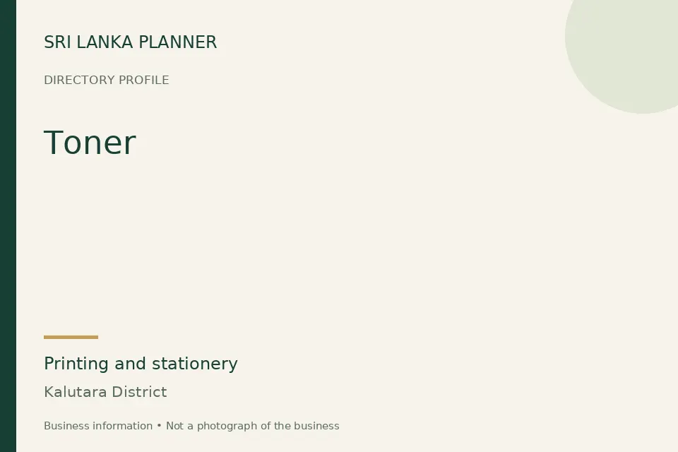 Directory cover for Toner in Kalutara District, Sri Lanka