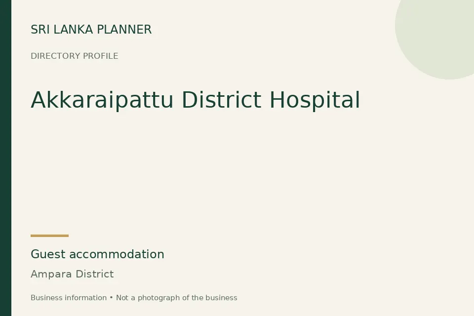 Directory cover for Akkaraipattu District Hospital in Ampara District, Sri Lanka