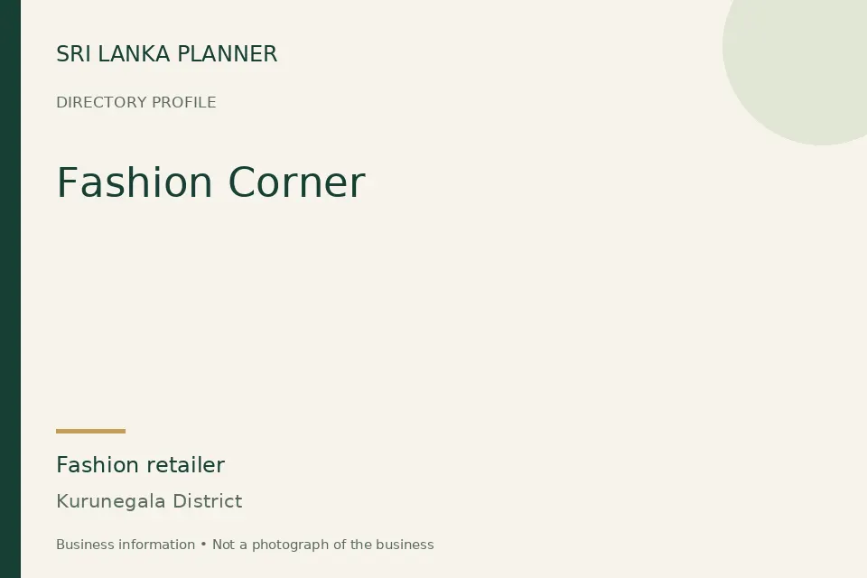 Directory cover for Fashion Corner in Kurunegala District, Sri Lanka