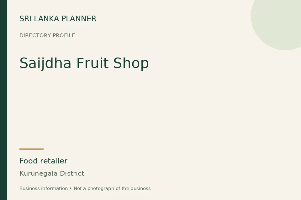 Directory cover for Saijdha Fruit Shop in Kurunegala District, Sri Lanka