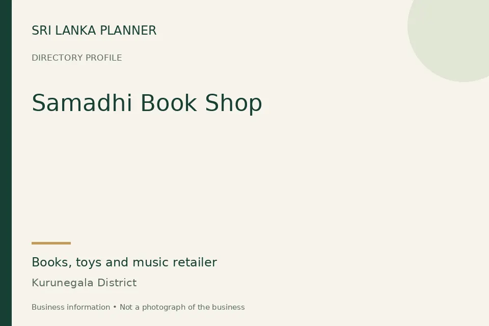 Directory cover for Samadhi Book Shop in Kurunegala District, Sri Lanka