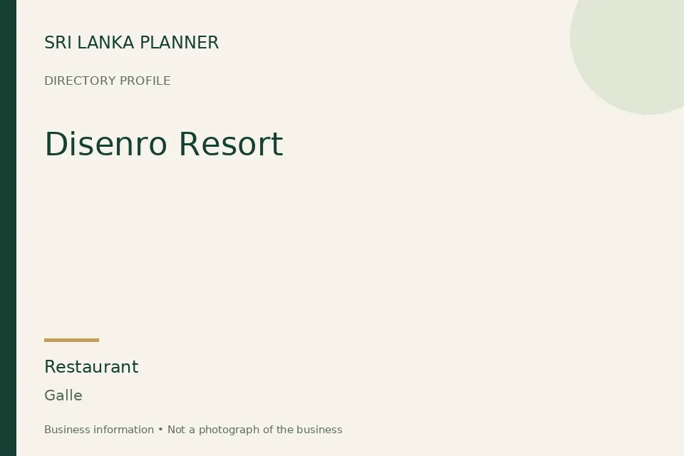Directory cover for Disenro Resort in Galle, Sri Lanka