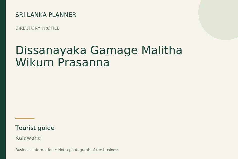Directory cover for Dissanayaka Gamage Malitha Wikum Prasanna in Kalawana, Sri Lanka