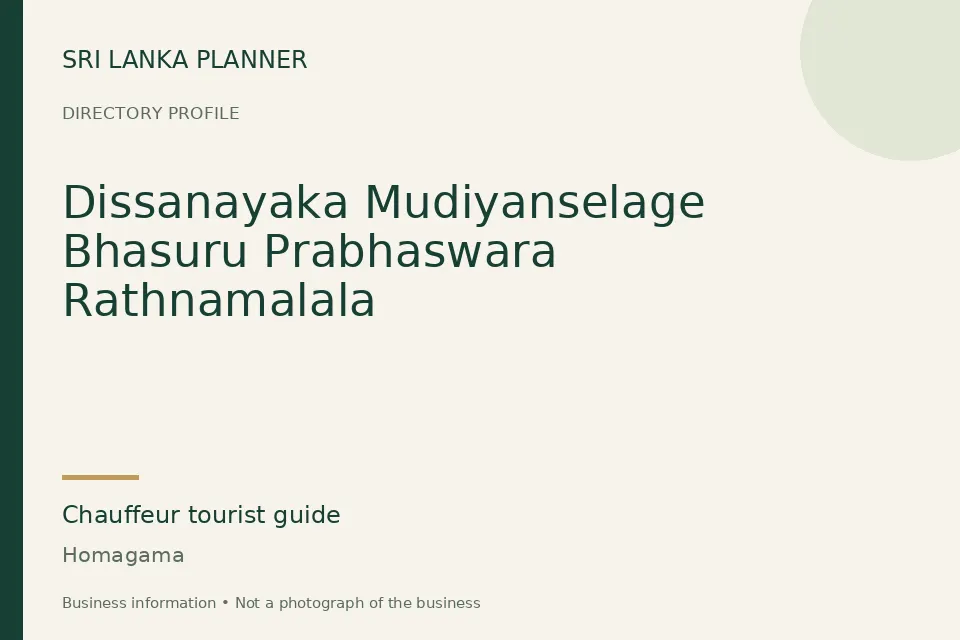 Directory cover for Dissanayaka Mudiyanselage Bhasuru Prabhaswara Rathnamalala in Homagama, Sri Lanka