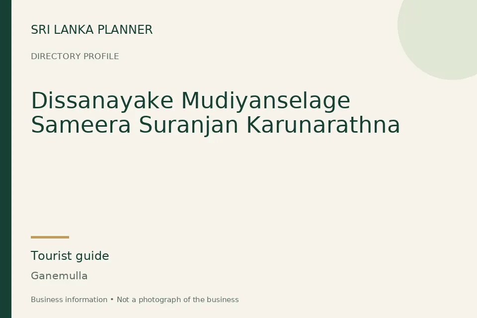 Directory cover for Dissanayake Mudiyanselage Sameera Suranjan Karunarathna in Ganemulla, Sri Lanka