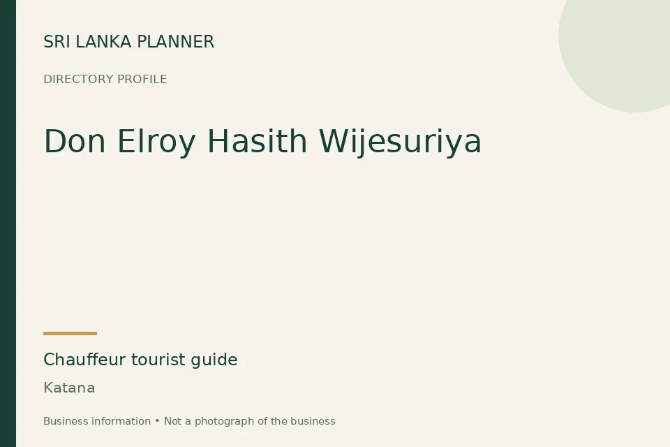 Directory cover for Don Elroy Hasith Wijesuriya in Katana, Sri Lanka