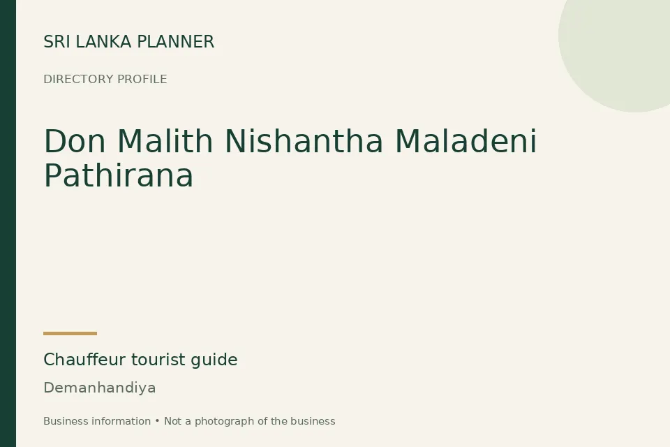Directory cover for Don Malith Nishantha Maladeni Pathirana in Demanhandiya, Sri Lanka