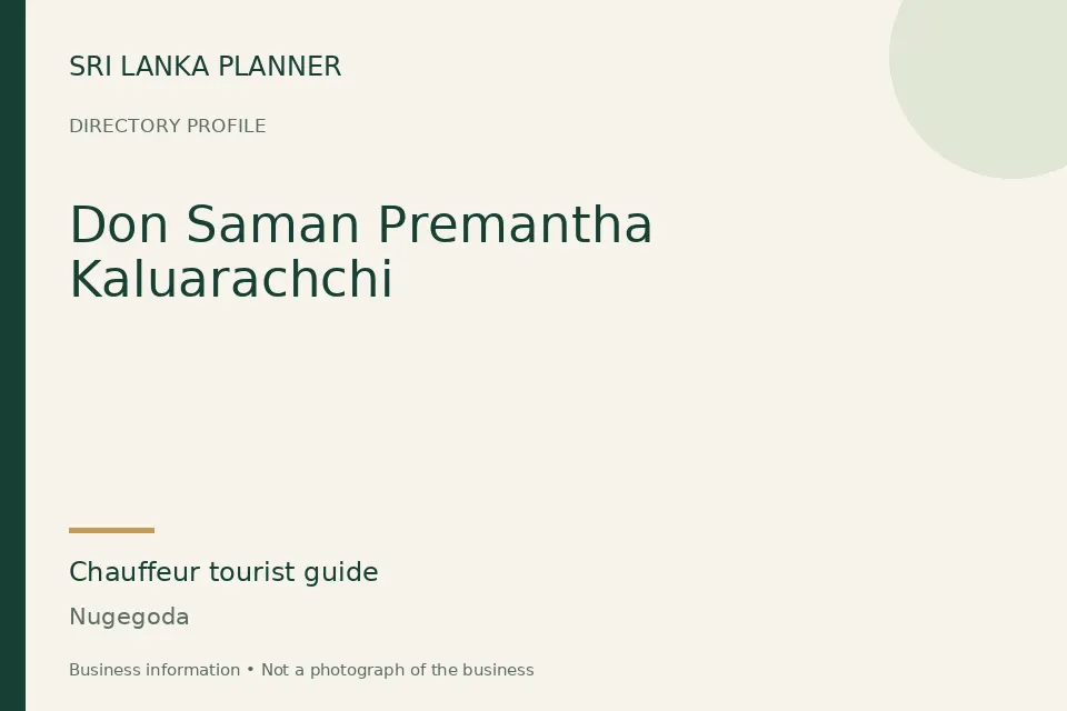Directory cover for Don Saman Premantha Kaluarachchi in Nugegoda, Sri Lanka