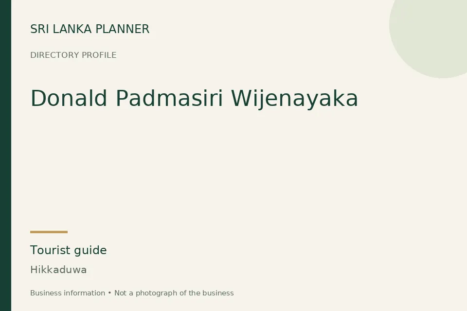 Directory cover for Donald Padmasiri Wijenayaka in Hikkaduwa, Sri Lanka