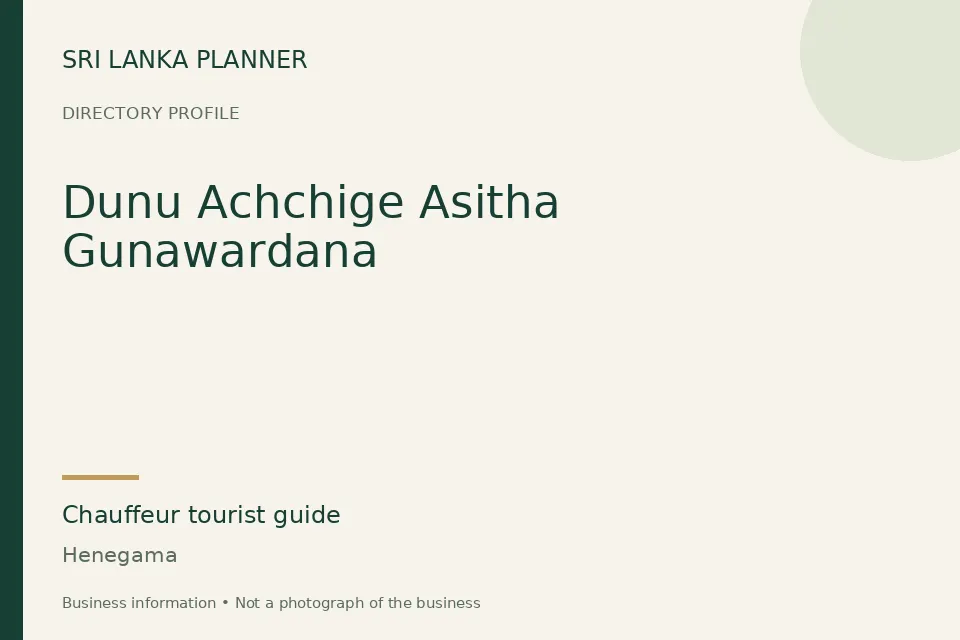 Directory cover for Dunu Achchige Asitha Gunawardana in Henegama, Sri Lanka