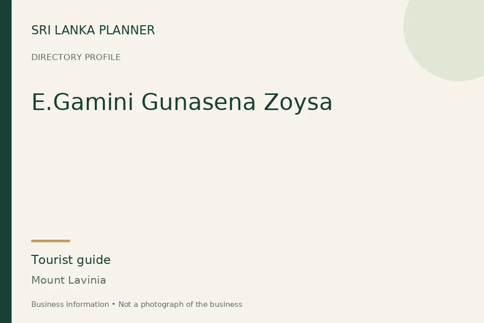 Directory cover for E.Gamini Gunasena Zoysa in Mount Lavinia, Sri Lanka