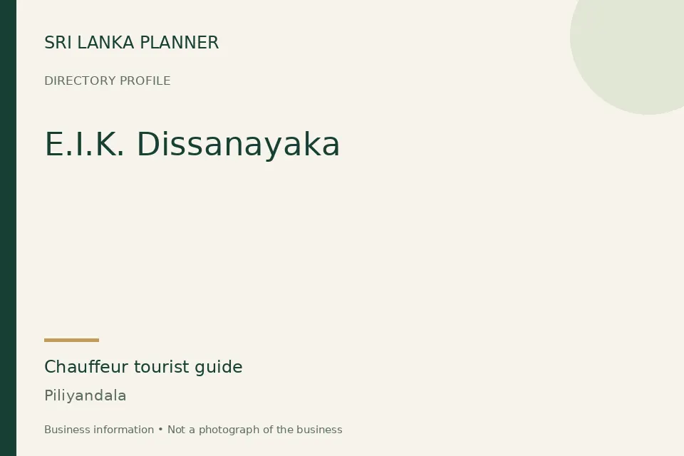 Directory cover for E.I.K. Dissanayaka in Piliyandala, Sri Lanka