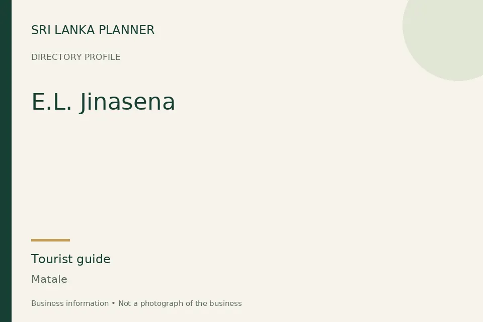 Directory cover for E.L. Jinasena in Matale, Sri Lanka