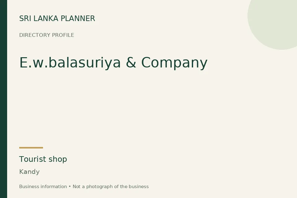 Directory cover for E.w.balasuriya & Company in Kandy, Sri Lanka