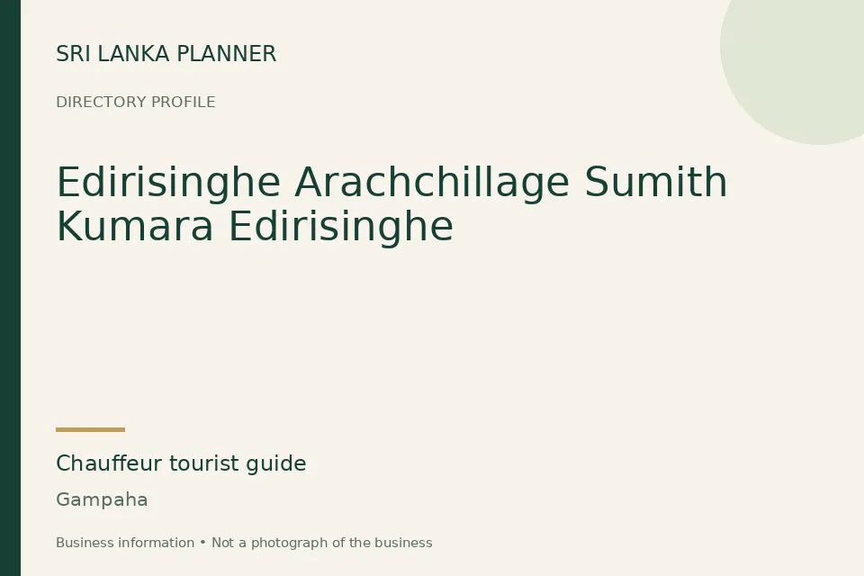 Directory cover for Edirisinghe Arachchillage Sumith Kumara Edirisinghe in Gampaha, Sri Lanka