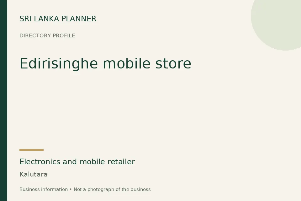 Directory cover for Edirisinghe mobile store in Kalutara, Sri Lanka