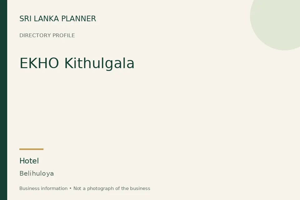 Directory cover for EKHO Kithulgala in Belihuloya, Sri Lanka