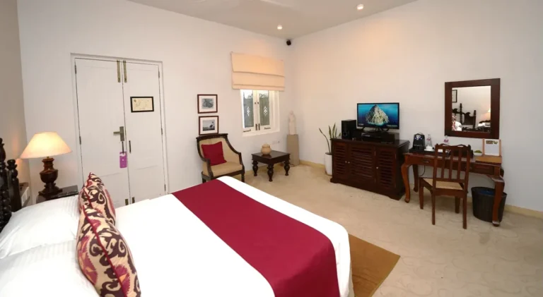 Spacious guest room at EKHO Lake House.