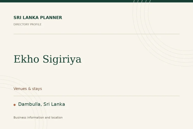 Directory cover for Ekho Sigiriya in Dambulla, Sri Lanka, showing the business name and category.