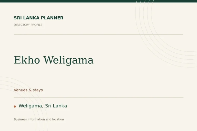 Directory cover for Ekho Weligama in Weligama, Sri Lanka, showing the business name and category.
