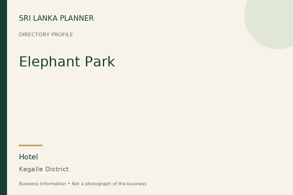 Directory cover for Elephant Park in Kegalle District, Sri Lanka