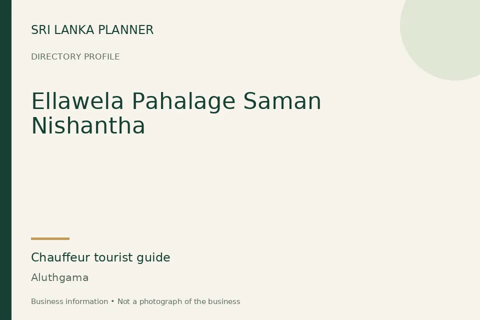 Directory cover for Ellawela Pahalage Saman Nishantha in Aluthgama, Sri Lanka