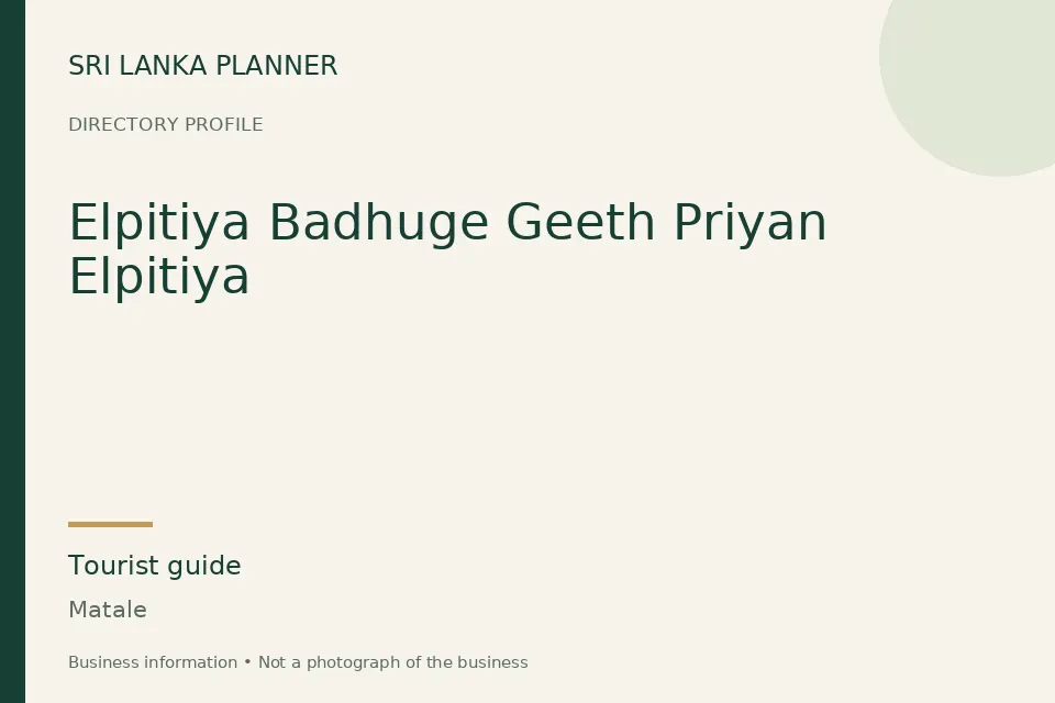 Directory cover for Elpitiya Badhuge Geeth Priyan Elpitiya in Matale, Sri Lanka