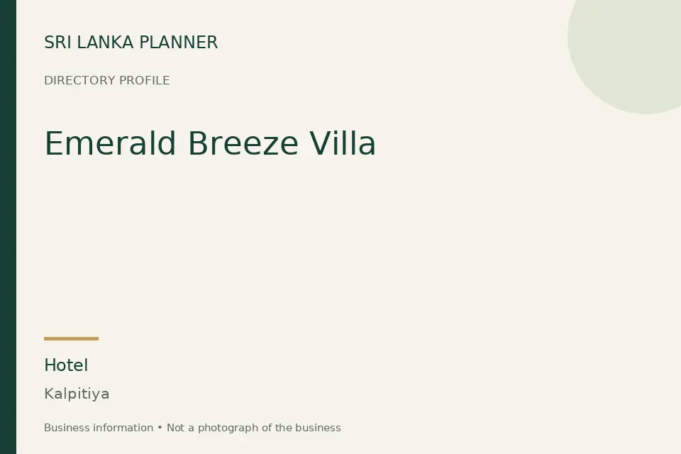 Directory cover for Emerald Breeze Villa in Kalpitiya, Sri Lanka