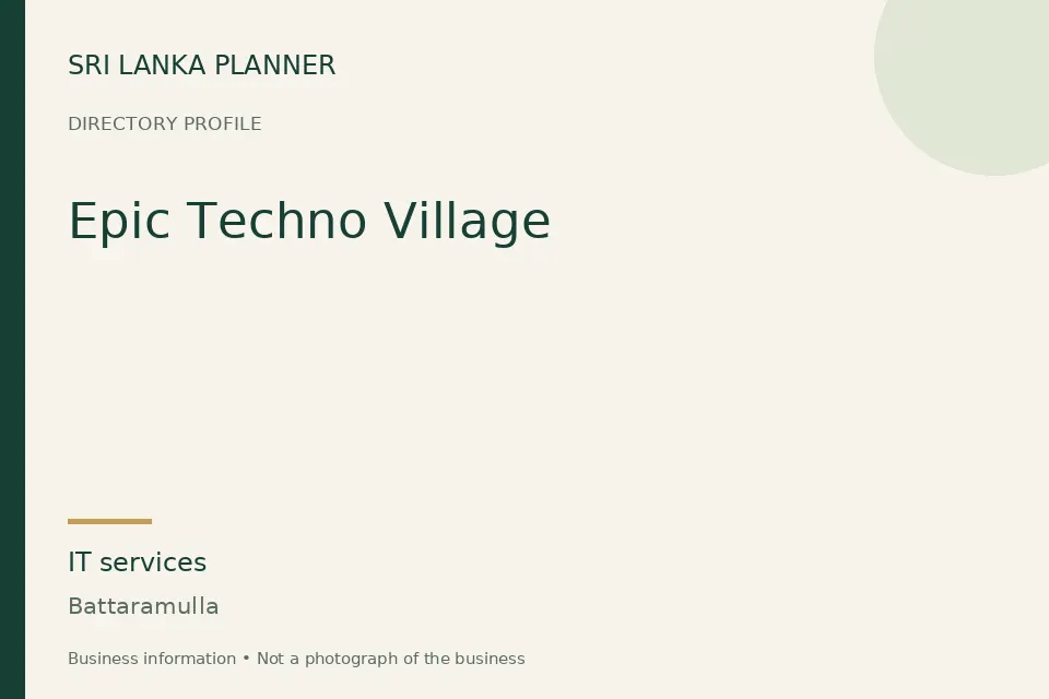 Directory cover for Epic Techno Village in Battaramulla, Sri Lanka