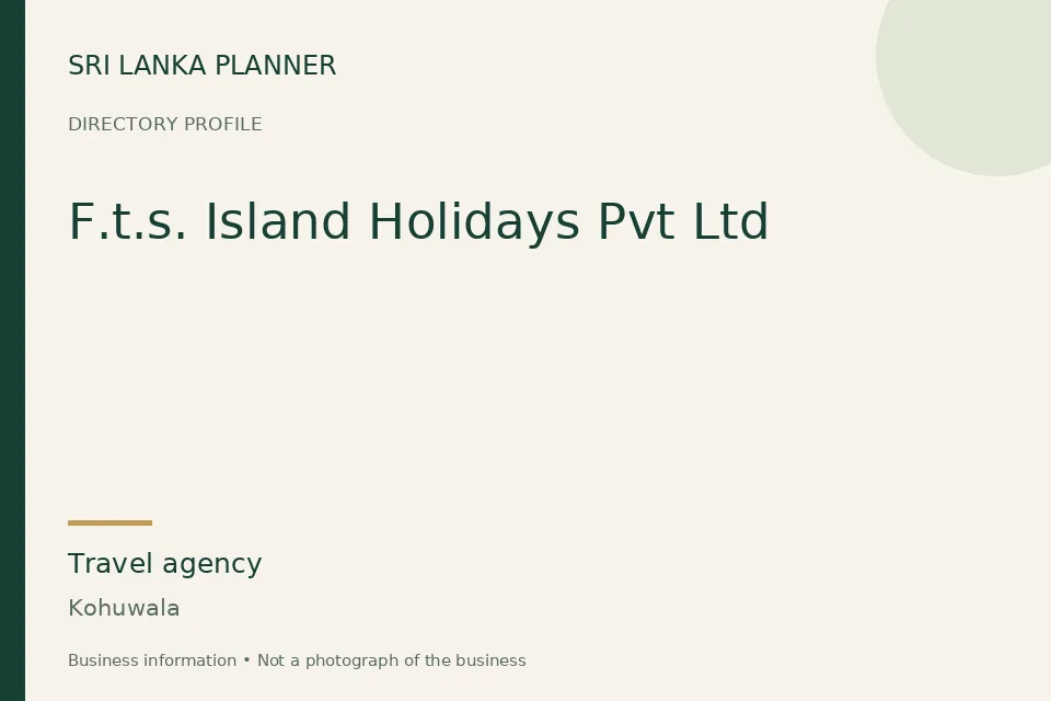 Directory cover for F.t.s. Island Holidays Pvt Ltd in Kohuwala, Sri Lanka