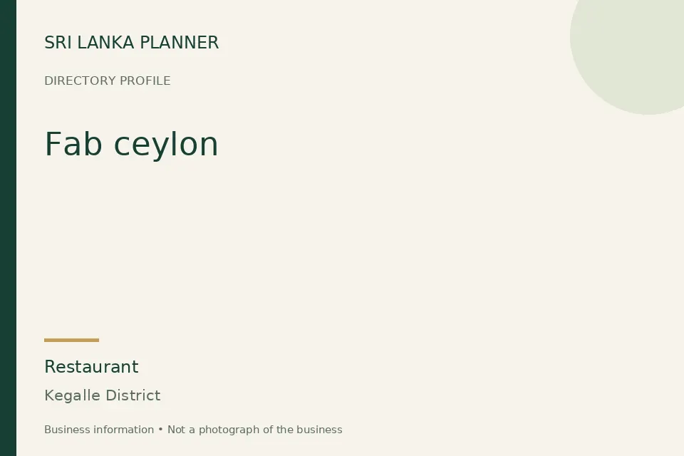 Directory cover for Fab ceylon in Kegalle District, Sri Lanka