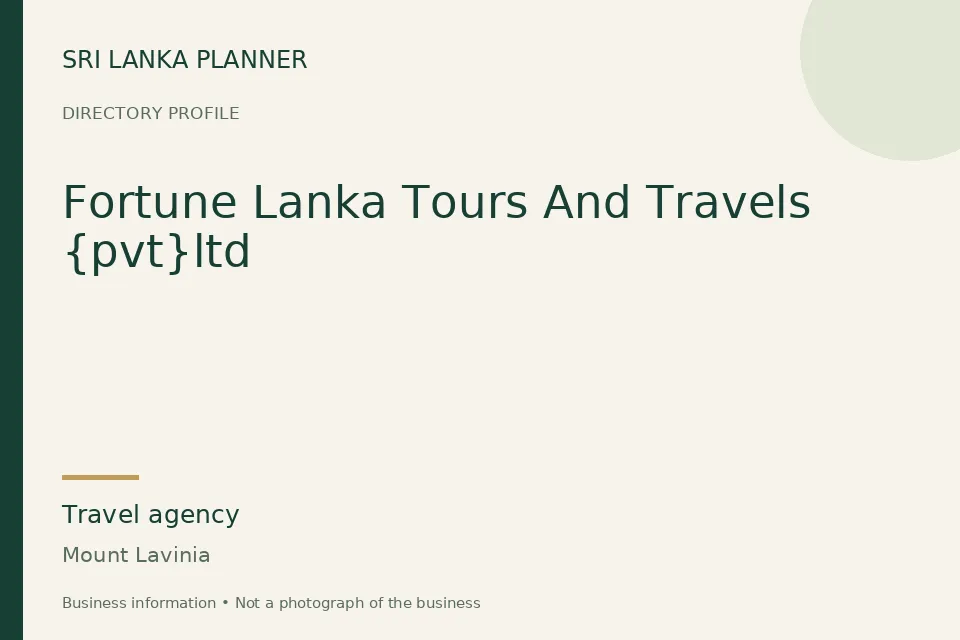 Directory cover for Fortune Lanka Tours And Travels {pvt}ltd in Mount Lavinia, Sri Lanka