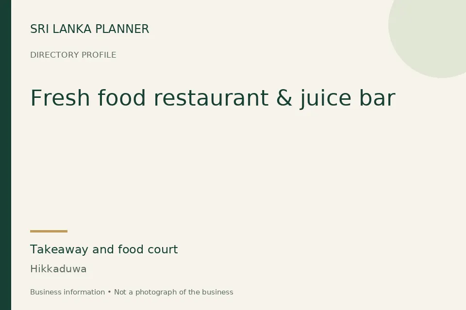 Directory cover for Fresh food restaurant & juice bar in Hikkaduwa, Sri Lanka