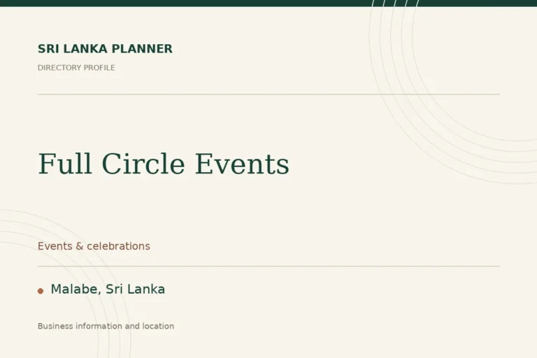 Directory cover for Full Circle Events in Malabe, Sri Lanka, showing the business name and category.