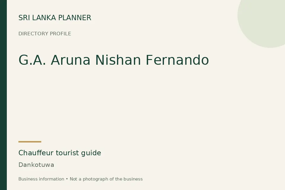Directory cover for G.A. Aruna Nishan Fernando in Dankotuwa, Sri Lanka