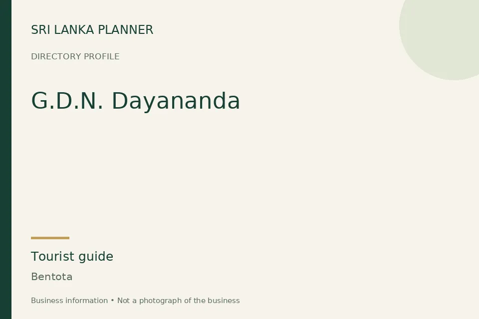 Directory cover for G.D.N. Dayananda in Bentota, Sri Lanka
