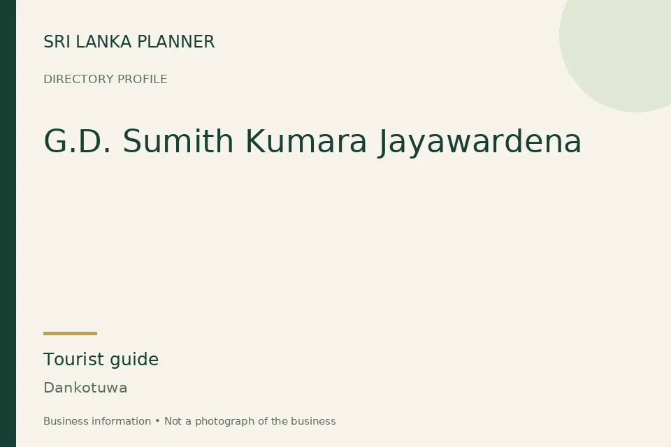 Directory cover for G.D. Sumith Kumara Jayawardena in Dankotuwa, Sri Lanka