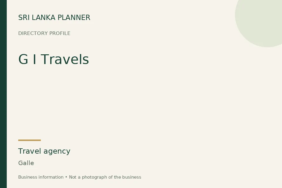 Directory cover for G I Travels in Galle, Sri Lanka