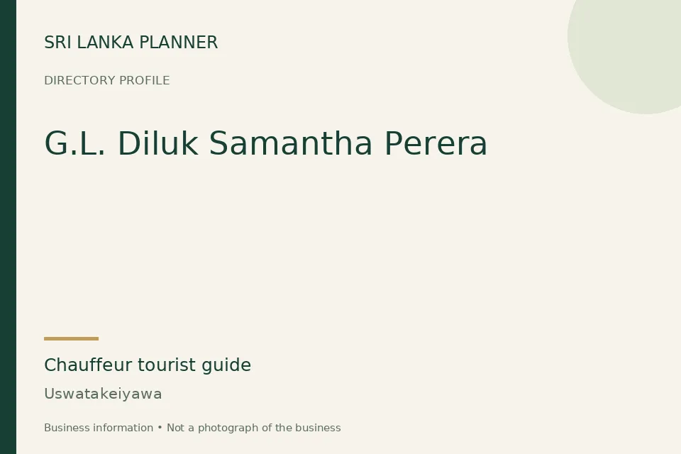 Directory cover for G.L. Diluk Samantha Perera in Uswatakeiyawa, Sri Lanka