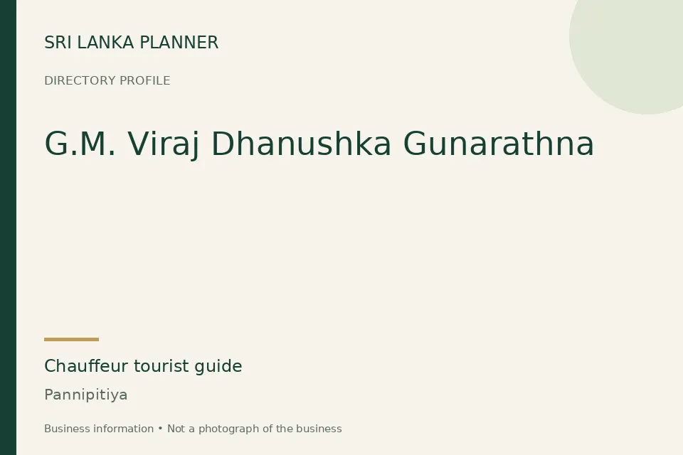 Directory cover for G.M. Viraj Dhanushka Gunarathna in Pannipitiya, Sri Lanka