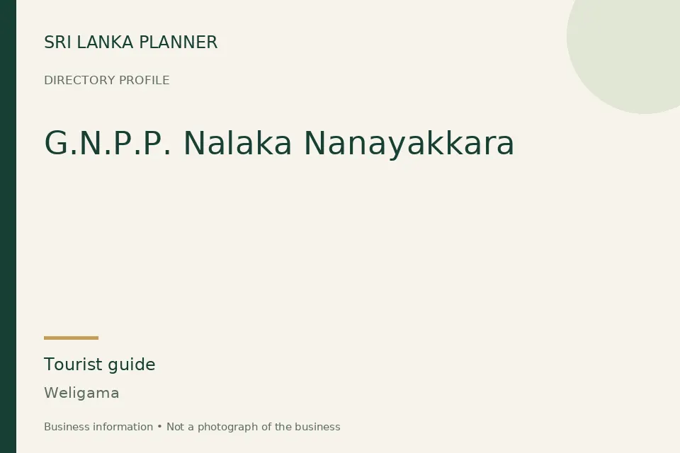 Directory cover for G.N.P.P. Nalaka Nanayakkara in Weligama, Sri Lanka